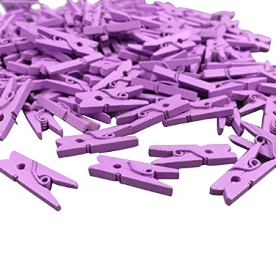 Image of Bluelans® 100 Coloured Craft Mini Wooden Pegs, Purple, Clothes Photo Paper Pegs Clips (Purple)