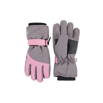Image of HEAT HOLDERS Kids Boys Girls Waterproof Warm Fleece Lined Insulated Winter Thermal Ski Gloves (5 10 Years, Pink/Grey)