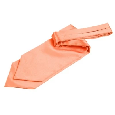 Image of DQT Men Plain Satin Wedding Formal Casual Groom Best Man Classic Ascot Self Tied Cravat Coral