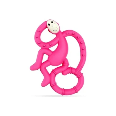 Image of Matchstick Monkey, Antimicrobial Silicone Teether, Easy To Grip, BPA Free, 3 Months Old+, 10 cm, Pink Mini Monkey