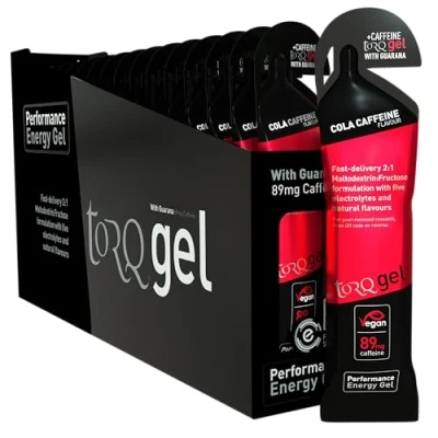 Image of Torq Cola Energy Gel with Guarana Caffiene Sports, Cycling, Running Gels 30 g Carbohydrates, Box of 15