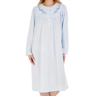 Image of Slenderella Long Sleeve Jersey Nightdress ND88117 Blue 24 26