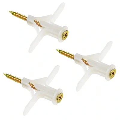 Image of 35 Sets Drywall Anchors Plasterboard Wall Plugs and Screws,Plastic Expansion for Fixation (White)