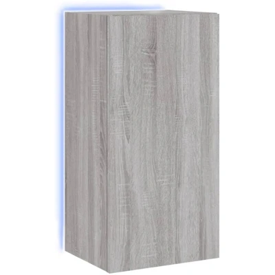 Image of vidaXL TV Wall Cabinet with LED Lights Grey Sonoma 40.5x35x80 cm