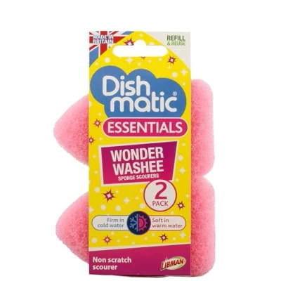 Image of Dishmatic Wonder Washee Refills, Dual Action, Heat Sensitive, Pink, Pack of 3
