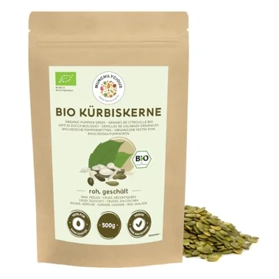 Image of Organic Pumpkin Seeds 500g 1.1 lb by Munchilycious, Raw and Peeled to Eat, Nuts Snacks, Keto Perfect Topping for Cereal, Granola or Breakfast Porridge