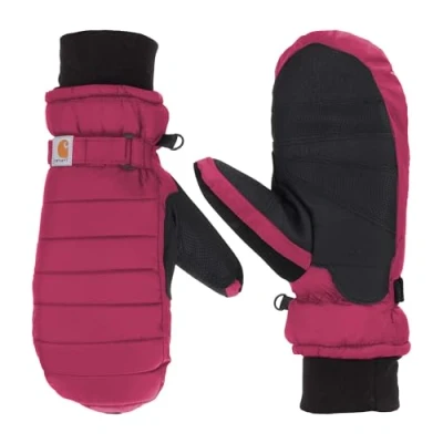 Image of Carhartt Women&#039;s Quilts Insulated Mitt with Waterproofing Wicking Insert Cold Weather Gloves, Crabapple, S