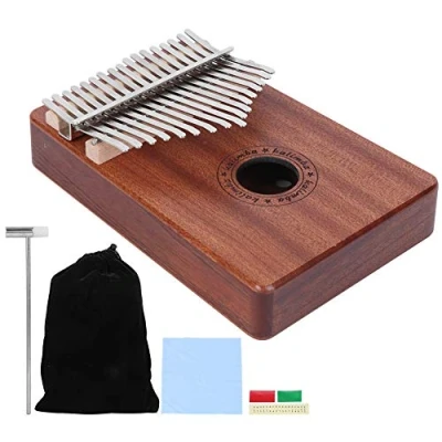 Image of Mbira Musical Instrument, Sapele Portable Finger Harp with Hammer Thumb Piano, Kalimba set, for Beginner professional