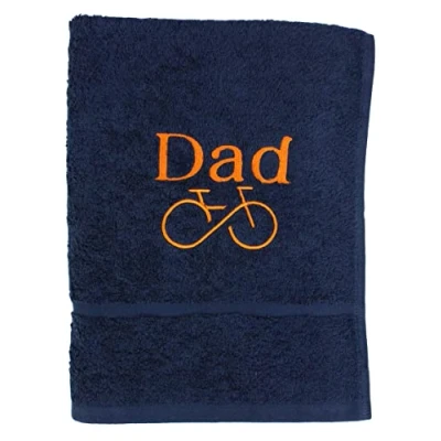 Image of Teddyts Personalised Dad Bicycle Cycling Navy Towel Gift (Hand Towel)