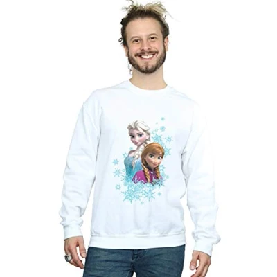 Image of Disney Men&#039;s Frozen Elsa and Anna Sisters Sweatshirt White Small