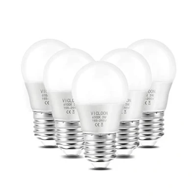 Image of Vicloon LED E27 Light Bulbs, 5 Pcs 3W G45 Golf Ball Bulb, 25W Incandescent Bulb Equivalent, Cold White 6500K, 280LM, No Dimmable