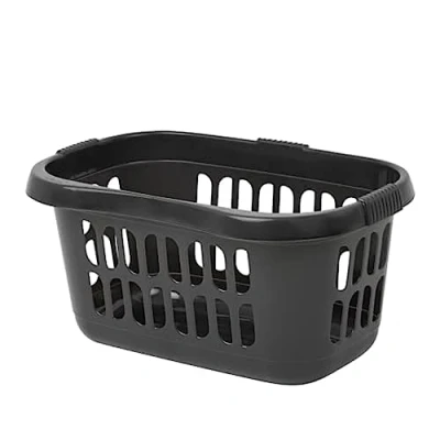 Image of Celino® Plastic High Grade Hipster Style Washing Clothes Linen Storage Laundry Basket UK (Black)