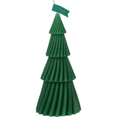 Image of Green Christmas Tree Shaped Candle Unscented Novelty Decorative Twist 17cm