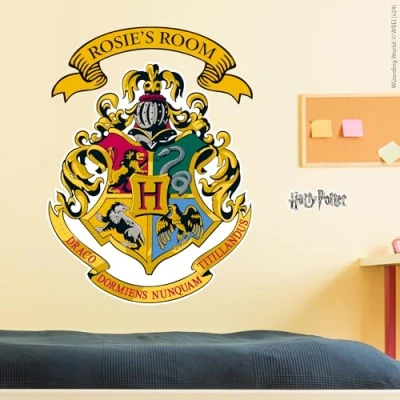 Image of Harry Potter Wall Sticker Hogwarts Crest Personalised Decal Wizarding World Art (120cm (W) x 100cm (H))