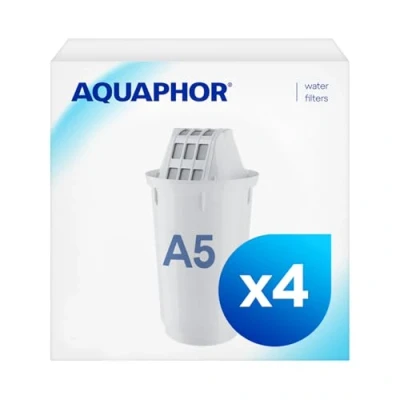 Image of AQUAPHOR Filter Cartridge A5 Pack 3+1 Filters Limescale, Chlorine, Heavy Metals 350L Clear Water AQUALEN Technology for Better Tasting Food &amp; Drink Replacement Jugs