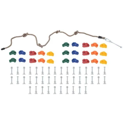 Image of vidaXL Climbing Stones with Rope 25 pcs Multicolour