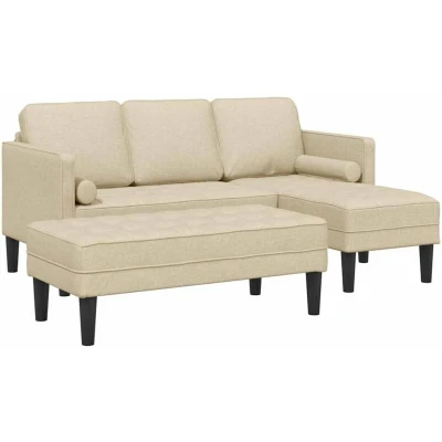 Image of vidaXL 2 Piece Sofa Set with Cushions Cream Fabric