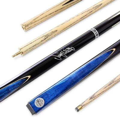 Image of BAIZE MASTER 52 Inch Jimmy White Signature CONQUEST Two Piece 2pc Ash Snooker Pool Cue with 9.5mm Layered Tip (Blue)