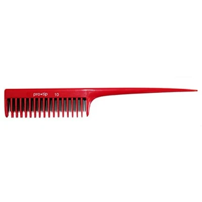 Image of Pro Tip Hairdressing Back Combing Tail Comb PTC10 208mm RED