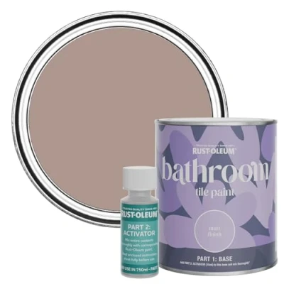 Image of Rust Oleum Pink Water Resistant Bathroom Tile Paint In Matt Haversham 750Ml