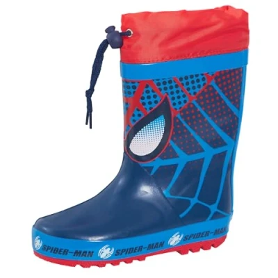 Image of Boys Spiderman Tie Top Wellington Boots Navy/Red EU 32 / UK 13 Child