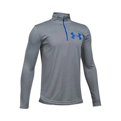 Image of Under Armour Boys Textured Tech 1/4 Zip Long sleeve Shirt Graphite, YXL