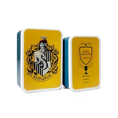 Image of Harry Potter Half Moon Bay Hufflepuff Snack Box 2 Set Bento Lunch for Kids Boys Girls Gifts Women