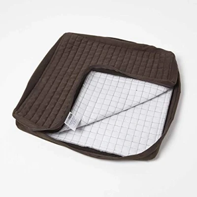 Image of HOMESCAPES Chocolate Brown Armchair Booster Cushion Cover 50 cm Square Faux Suede Washable Seat Pad Case Soft Removable Quilted with Zip