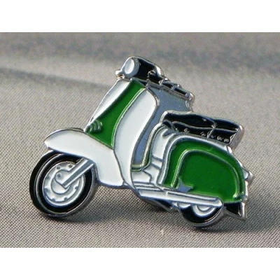 Image of Metal Enamel Pin Badge Brooch Scooter Lambretta Green &amp; White