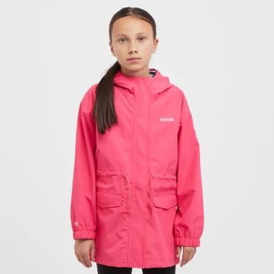 Image of Regatta Kids Water repellent Ballina Waterpoof Jacket Pop Navy White Stripe, Size: 3 4 Years