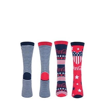 Image of Women&#039;s 2 Pair Coca Cola Striped and Patterned Cotton Socks Red 4 8