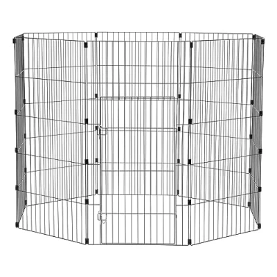 Image of Iris Ohyama, Playpen/Puppy/Enclosure/Cage for Dog, Cats, Rabbits, 1.7 m², 8 Panels / L60 x H121 cm, Swing Door, Secure Closing Hook, Holding Clips, WPC 48, Black