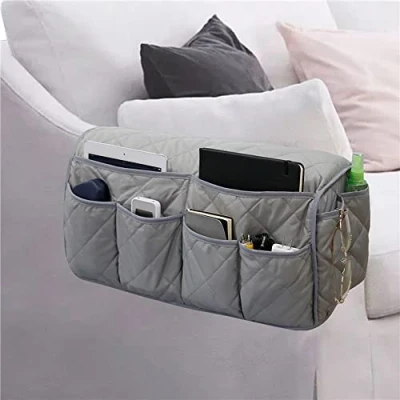 Image of DZOZO Sofa Armrest Organizer Arm Rest Organiser Hanging Caddy Storage Bag TV Remote Control Holder Chair Tidy Couch