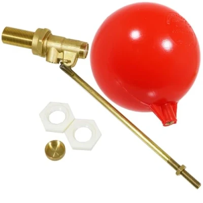 Image of SPARES2GO Part 1 Valve 1/2&quot; High Pressure Side Entry Toilet Cistern Ballcock + 6&quot; Ball Float Kit