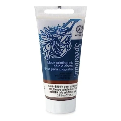 Image of Speedball Art Products Water Soluble Block Printing Ink, Brown, 1.25oz