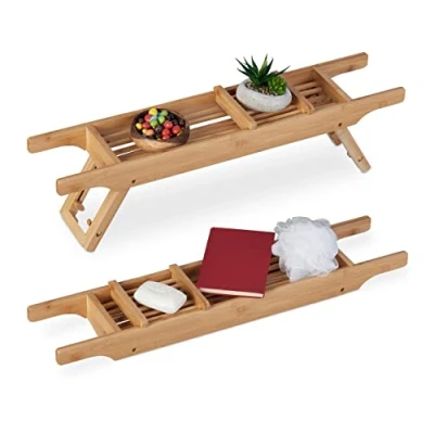 Image of Relaxdays Bathtub Tray, Natural, 69 cm
