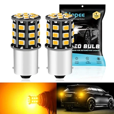 Image of Alopee 2 Pack 1156 P21W BA15S 1141 1073 7506 1003 LED Bulbs,12V 24V Extremely Bright Amber/Yellow 2835 33 SMD Replacement for Tail Blinker Bulb Light Turn Signal Lights