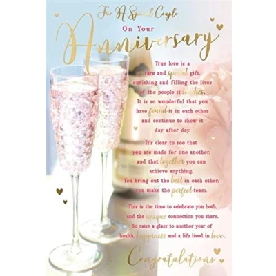 Image of to A Special Couple Champagne Flutes Sentiments Anniversary Card Lovely Verse