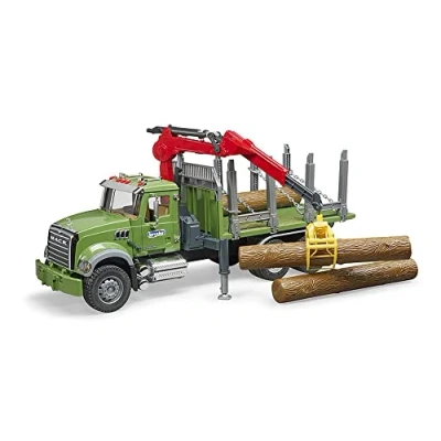 Image of MACK Granite Timber Truck with Loading Crane and 3 Trunks