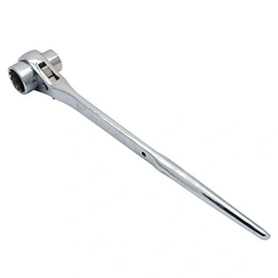 Image of 19 24mm Scaffold Spanner Ratcheting Socket Wrench Flat Satin Cr v Ratchet Podger Tool