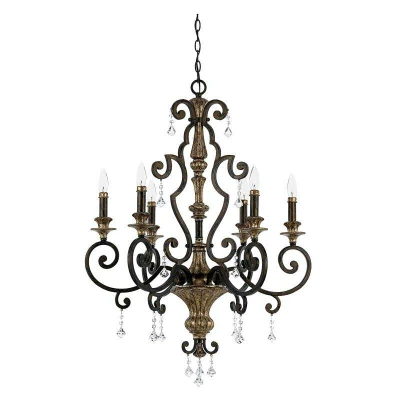 Image of Marquette 6 Light Chandelier Antique Bronze Finish, E14