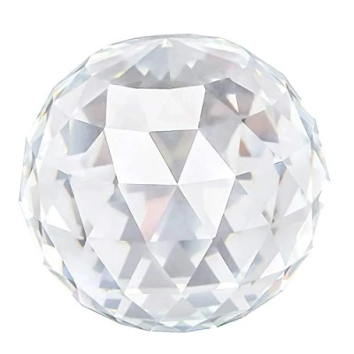 Image of Clear Cut Crystal Glass Ball 60/80mm Translucent Faceted Gazing Sphere Prisms Suncatcher Home Hotel Decor Hardware Fittings (80mm/3.15in)