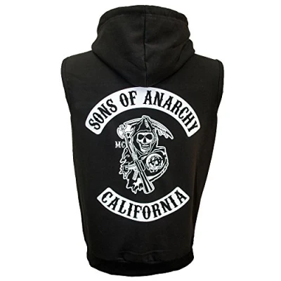 Image of Sons of Anarchy Sleeveless Hooded Top Men Mayhem Redwood Original Jax Teller (S 2XL) (Small) Black