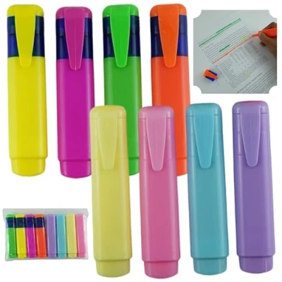 Image of 8Pcs Mini Highlighters, Chisel Tip Pastel Highlighters Pens, No Bleed Markers for Kids, Student School Neon Colour Cute Stationery Supplies
