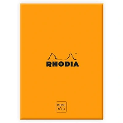 Image of RHODIA 194053C Memo Pad Box N13 Orange A6 11.5 x 16 cm Ruled 240 Sheets 80g/m Practical and Compact Rhodiatime Collection