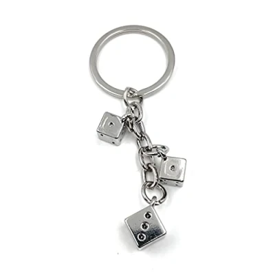 Image of H Customs dice gambling silver keychain pendant
