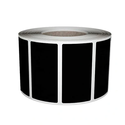 Image of Royal Green Rectangular Sticker Labels Rolls 4cm x 2cm Black Label Stickers (40mm 19mm) Permanent Adhesive 500 Pack