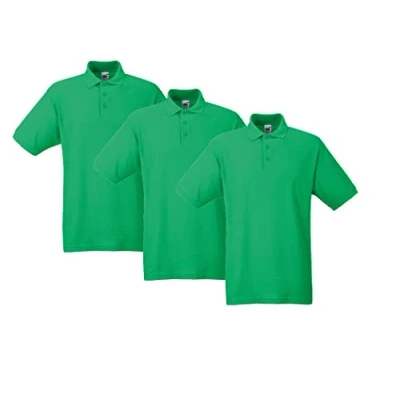Image of Fruit of the Loom Men&#039;s 63 402 0 Polo Shirt, Meadow Green, 3XL (Pack 3)