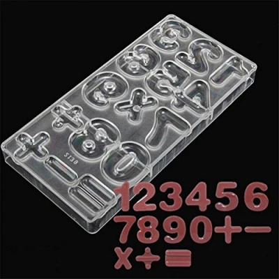 Image of VALINK DIY 3D Number Shape Plastic Polycarbonate Chocolate Molds, Candy Decorating Moulds,Bakeware Pan, Baking Cake Tools, Bar Mould 14.5cm x 28cm 2.5cm