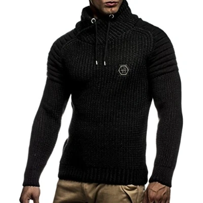 Image of Leif Nelson Men&#039;s Pullover Knit Sweater Chunky Shawl Collar LN 5235 Anthracite Black XX Large